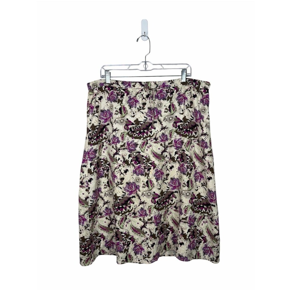 Christopher & Banks Linen Blend Floral Skirt Large A-Line Cottagecore Boho